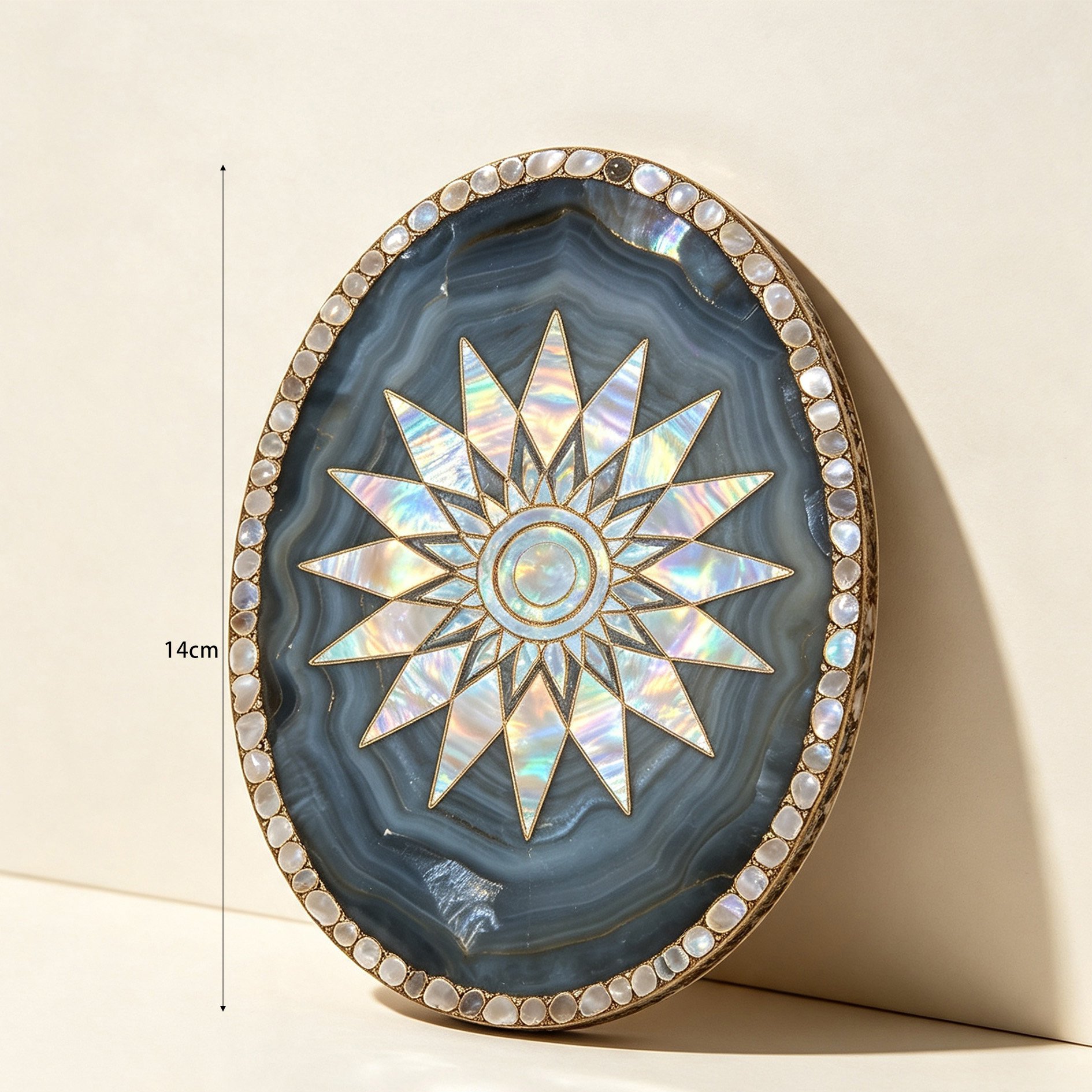 Table setting with Mother-of-Pearl and Agate Coaster