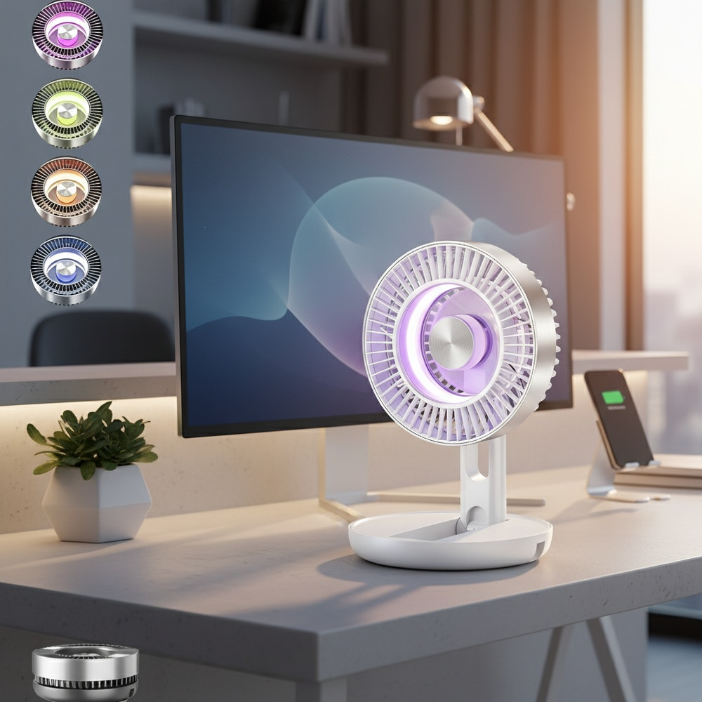 Ventilateur mural à LED pour cuisine et maison, rechargeable par USB, grande autonomie