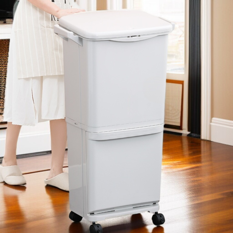 가정용 이중 뚜껑 쓰레기통 일체분류 건습분리 가정용 주방쓰레기통