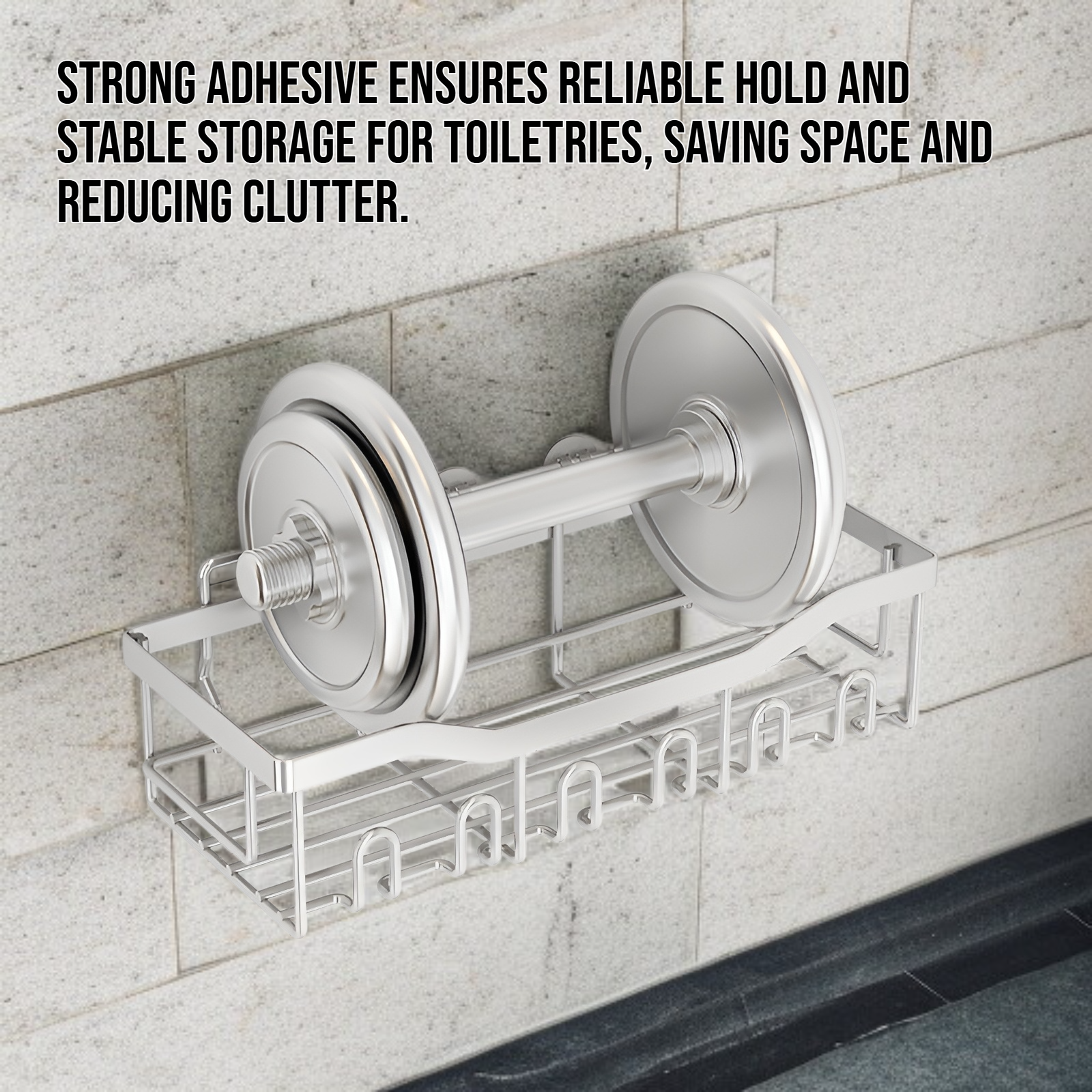 Bathroom non perforated wall mounted storage rack