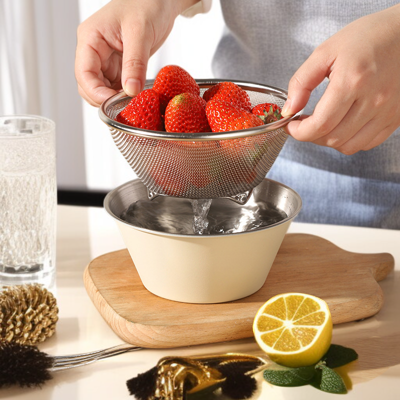 스테인리스 스틸 이중 구조 과일 및 채소 물기 제거 바구니
