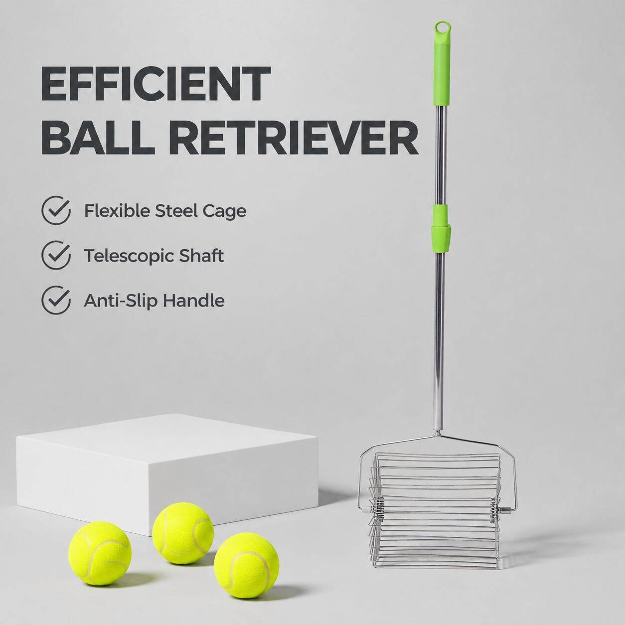 Stainless steel roller golf ball retriever