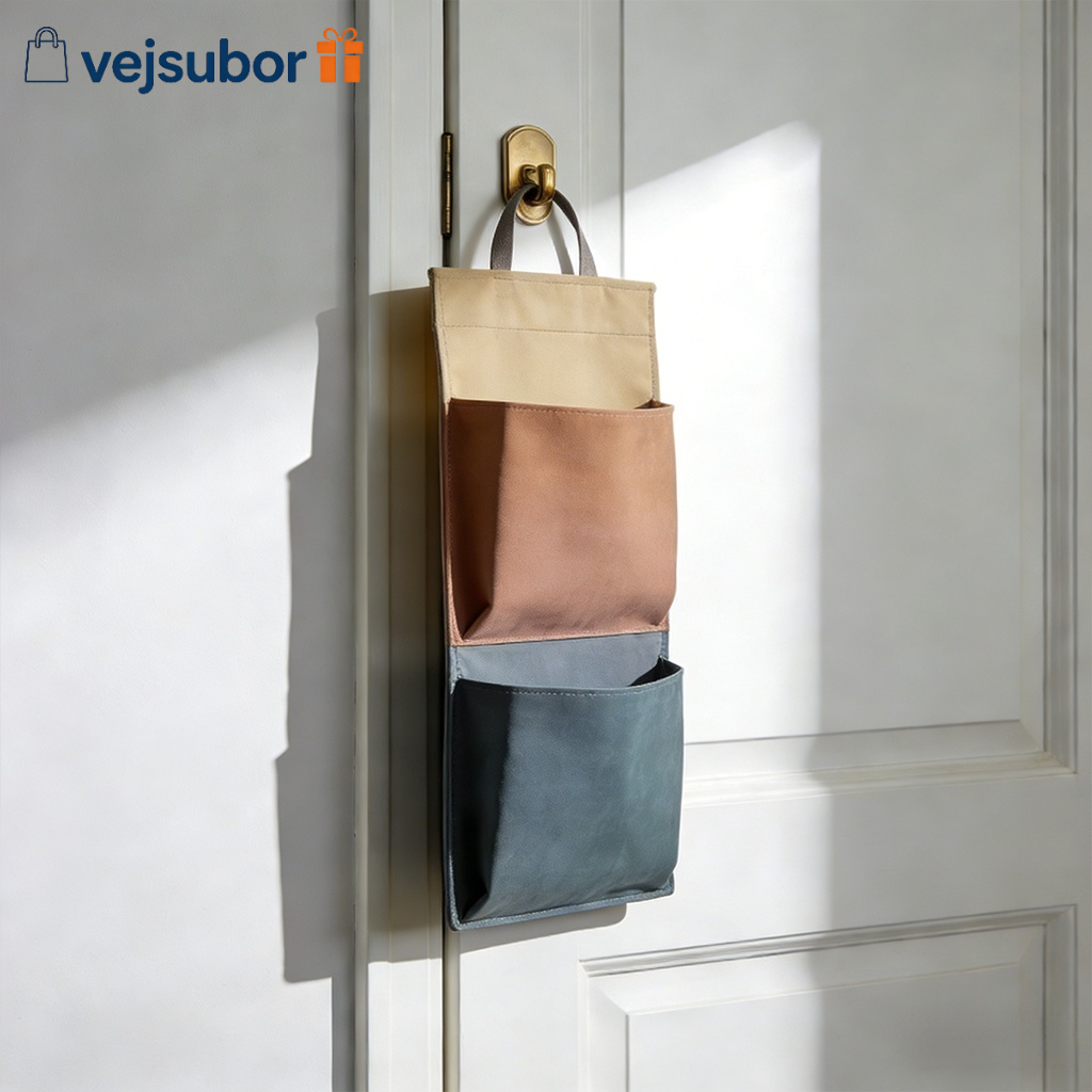 Fabric storage hanging bag behind the door