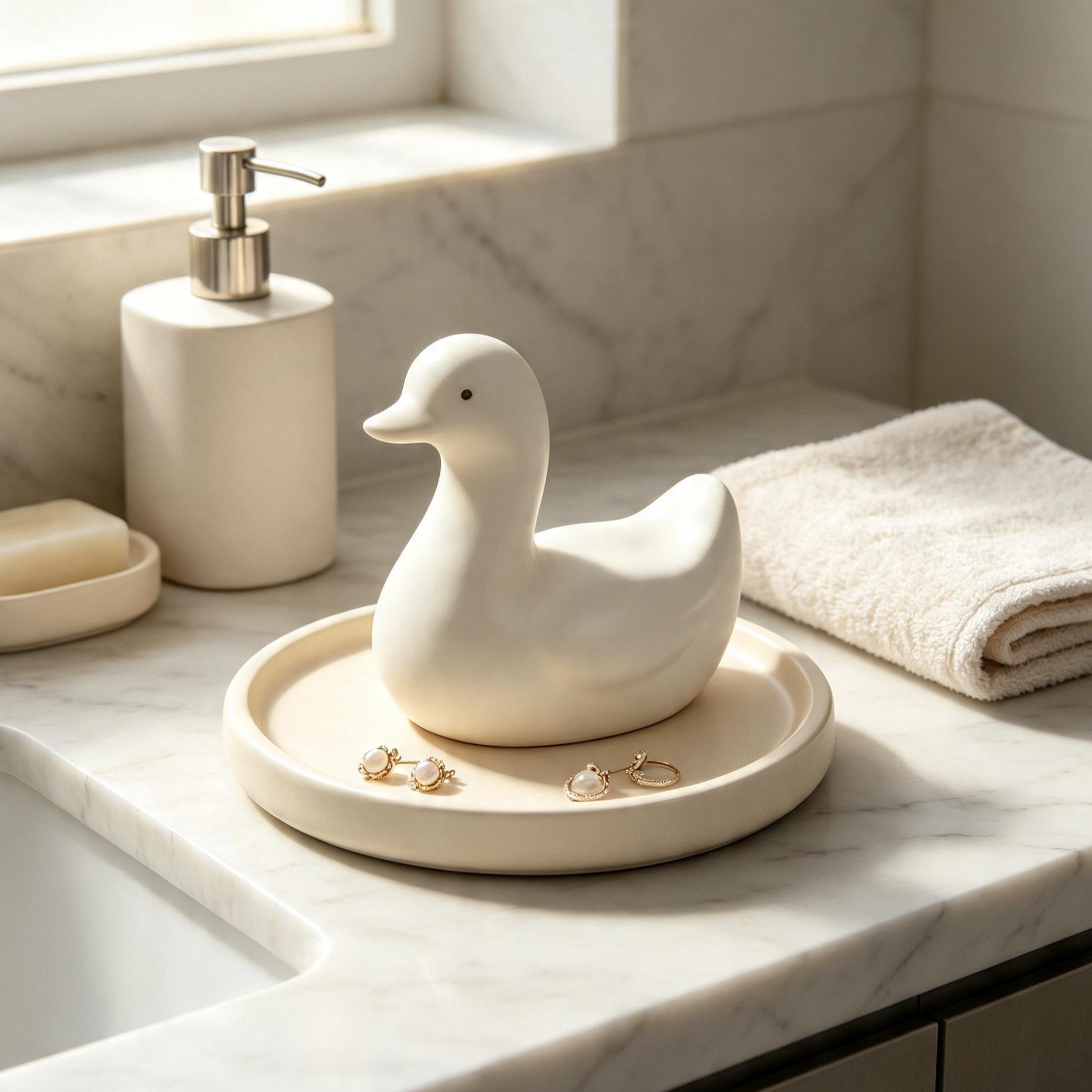 Set of creative duck ornaments for desk display