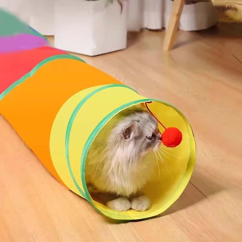 彩虹可折疊貓咪隧道