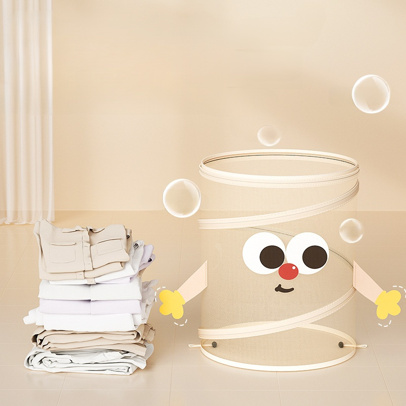 Großer Wäschekorb mit Kordelzug – Rund, stilvoll, für Zuhause