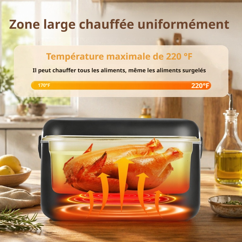 Boîte à lunch chauffante électrique USB, chauffage pour voiture, sans fil, recharge sans prise