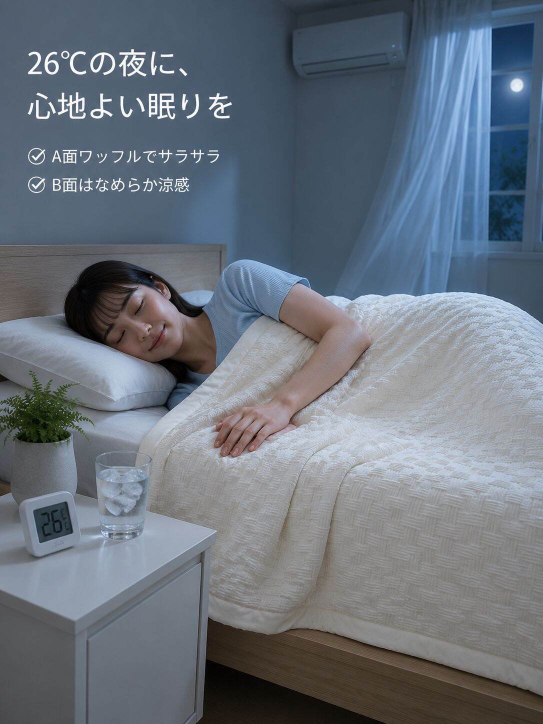 夏用ひんやり通気性コットン掛け布団