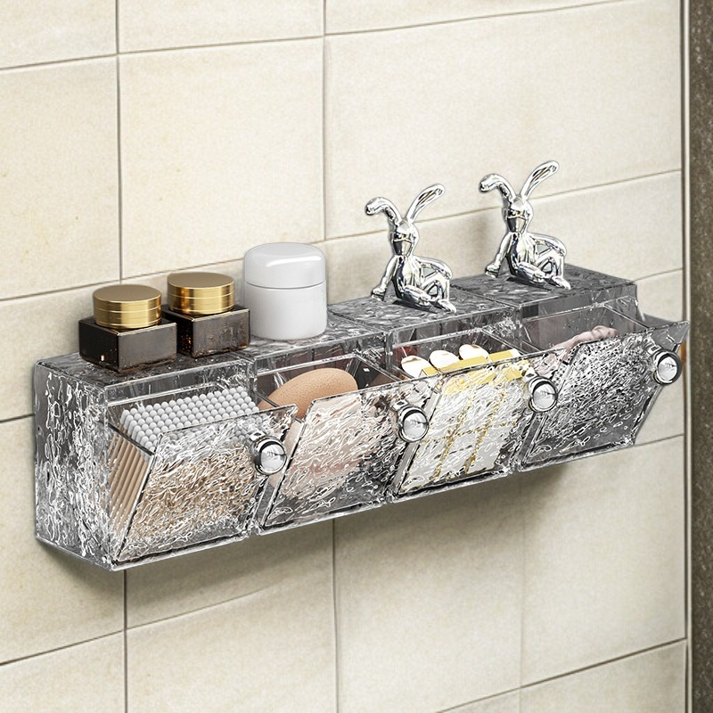 Organizador de algodón y hisopos para baño montado en pared