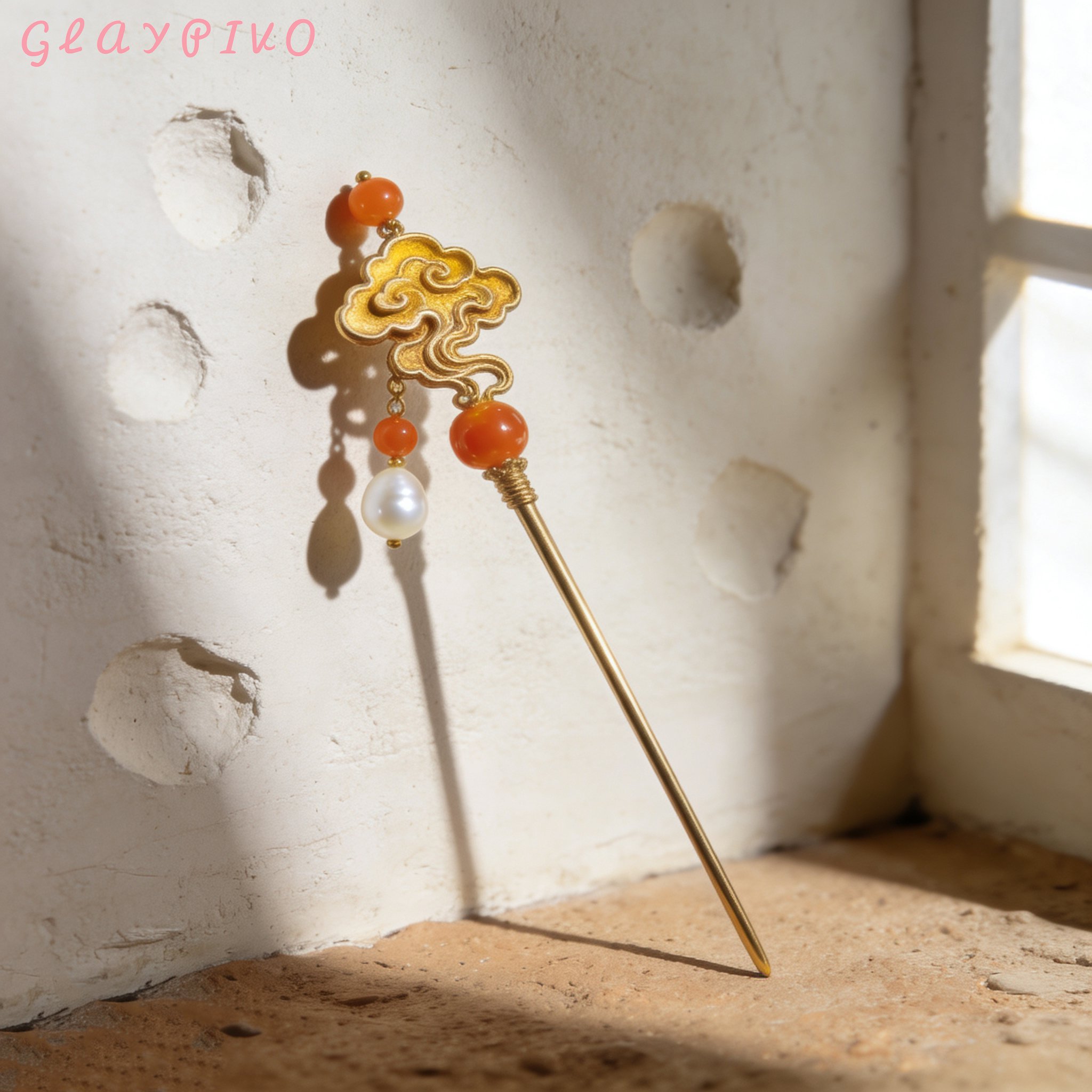 ปิ่นปักผมโลหะแกะสลัก เครื่องประดับผมจีนโบราณฮั่นฝู