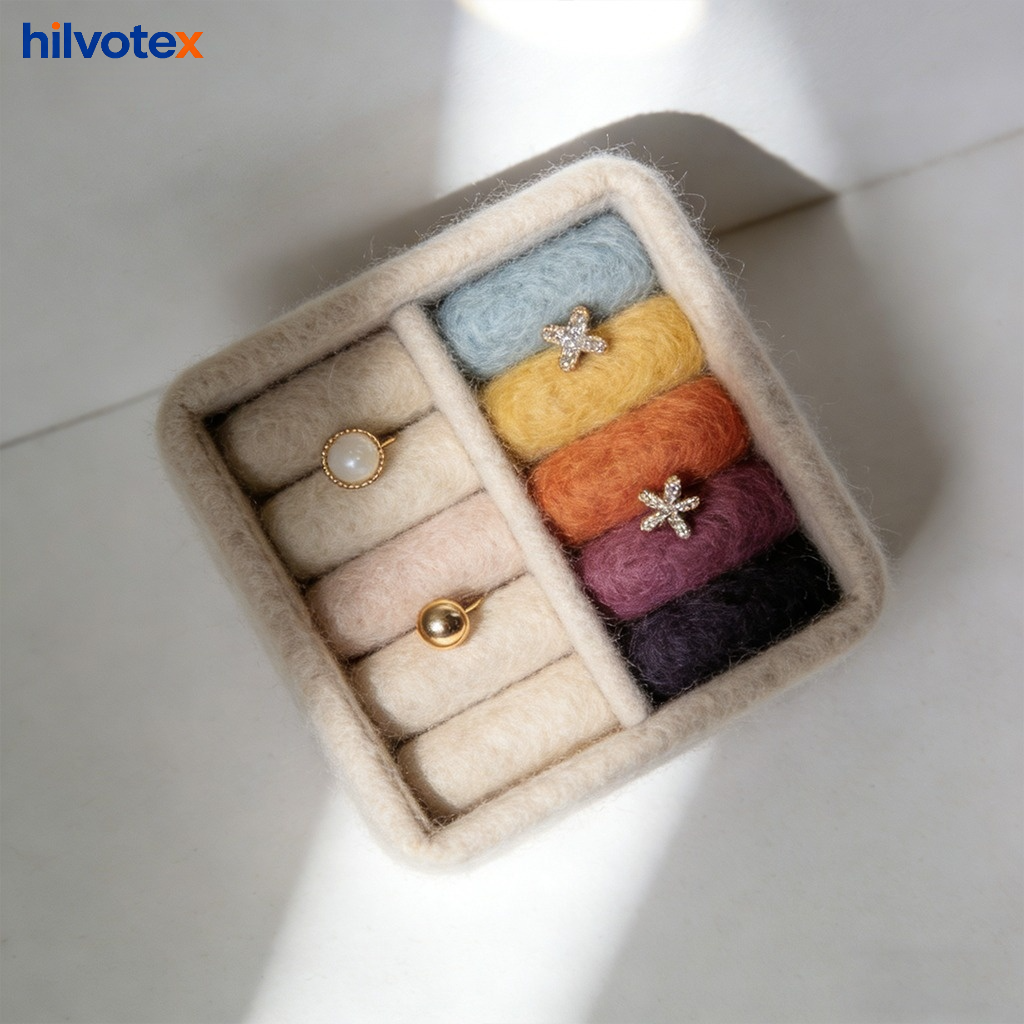 Wool felt earring storage box