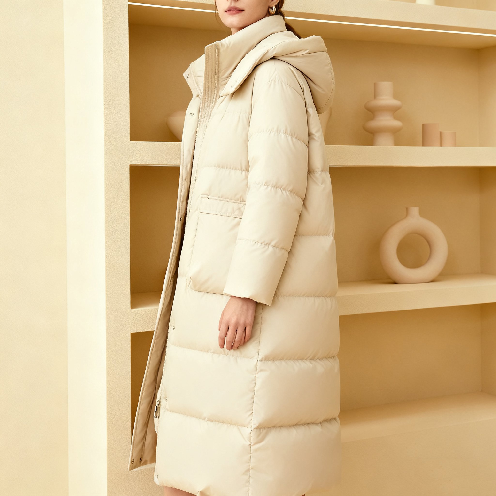 겨울용 롱패딩 점퍼 착용 예시