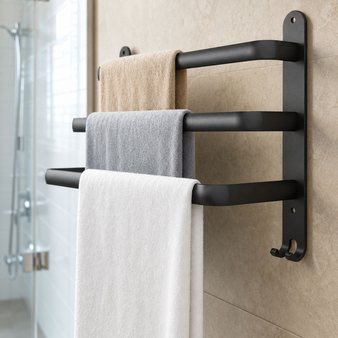 Porte-serviettes, étagère de salle de bain, sans perçage, étagère de rangement, porte-serviettes com