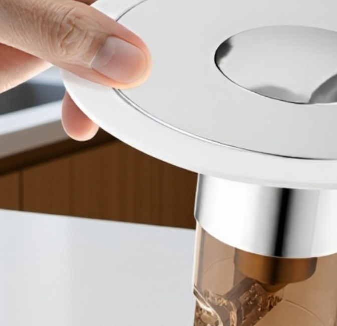 욕실에 설치된 스테인리스 누수 방지 마개