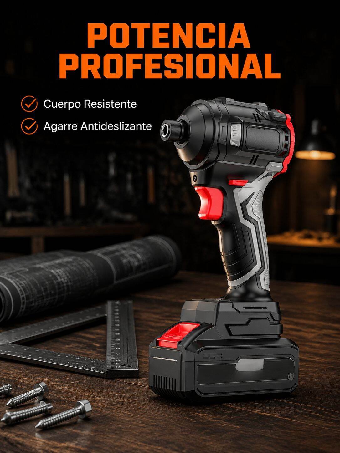 Taladro Percutor Inalámbrico Portátil 21V Kit de Herramientas Eléctricas