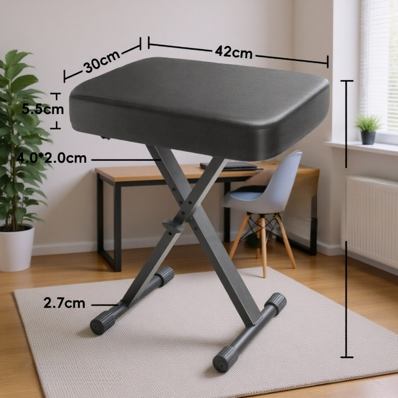 スクエアスツール、一人用、高さ調節可能な椅子、ピアノ練習用スツール、クリスマスをテーマにしたPUレザー化粧台ピアノスツール