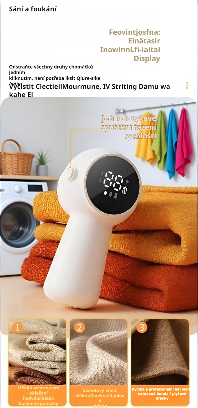 Odstraňovač chloupků a žmolků na textiliích