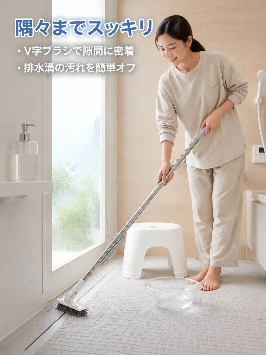 拡大されたV字型全方位クリーニングブラシ