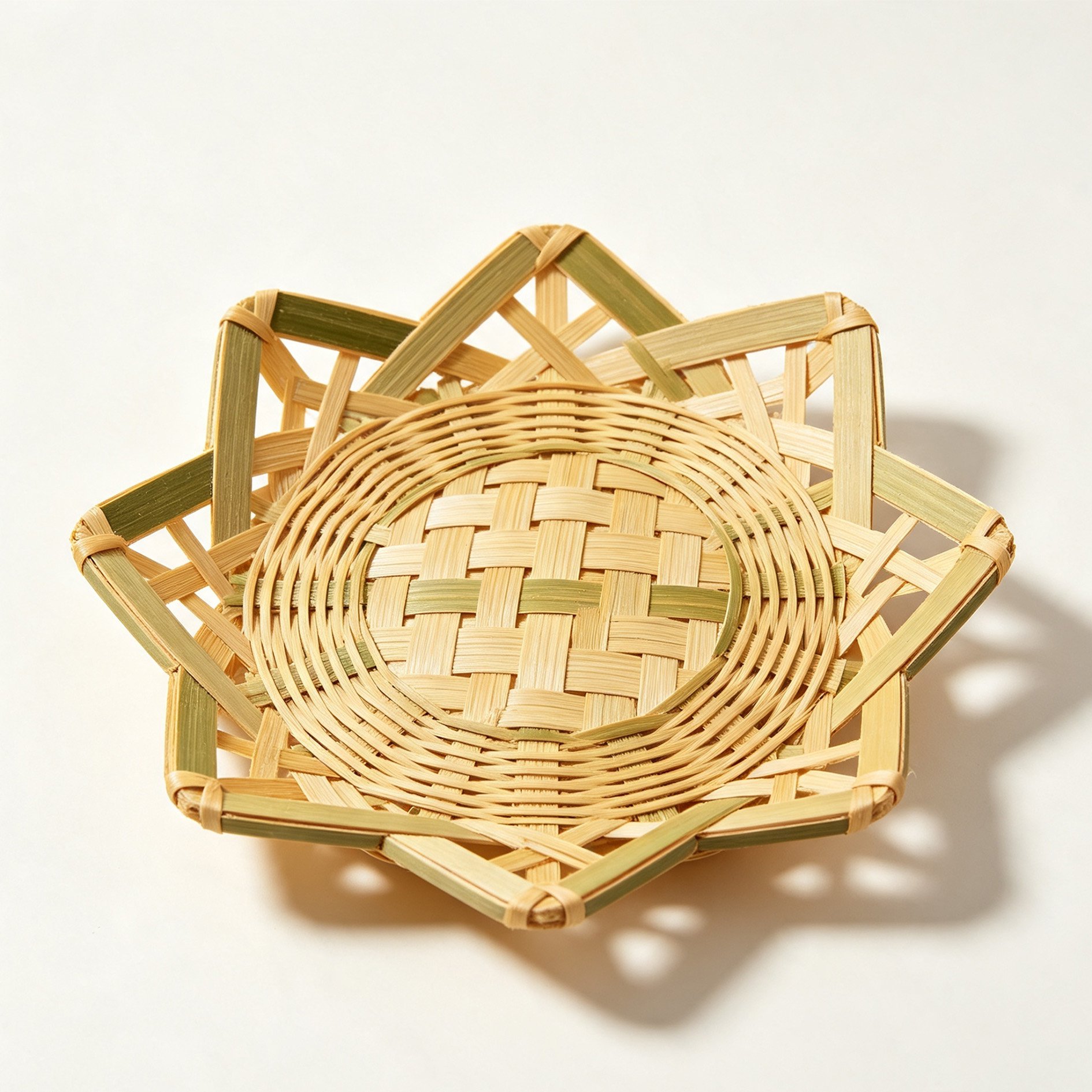 Star-shaped handmade bamboo tea tray