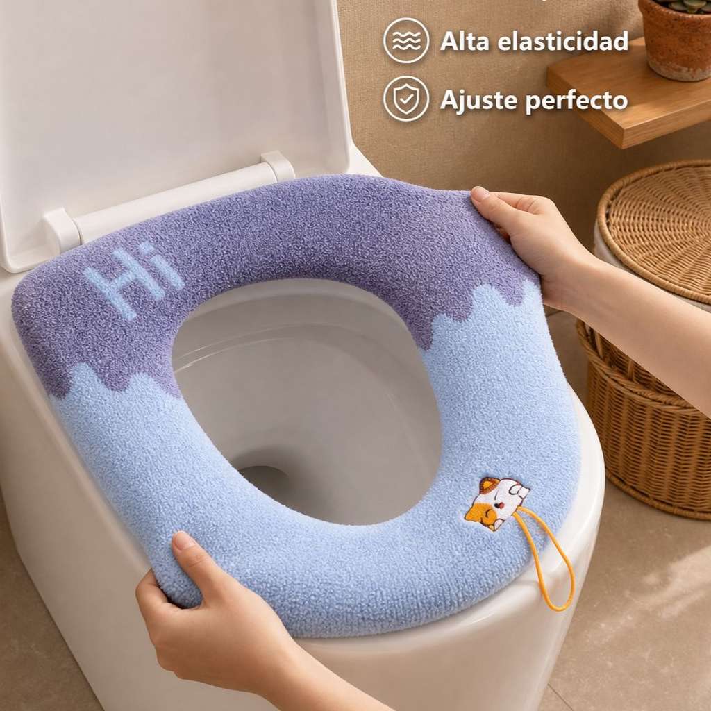 Asiento de inodoro acolchado y cálido, lavable
