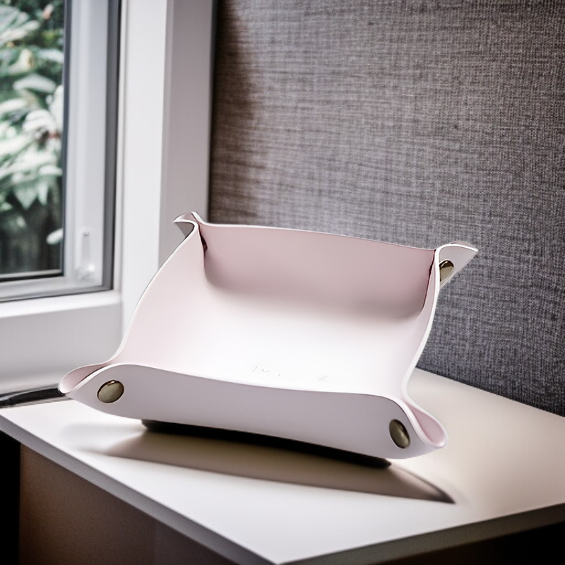 Severský kožený úložný box – Stolní úložný tác z PU kůže na šperky, kosmetiku a klíče