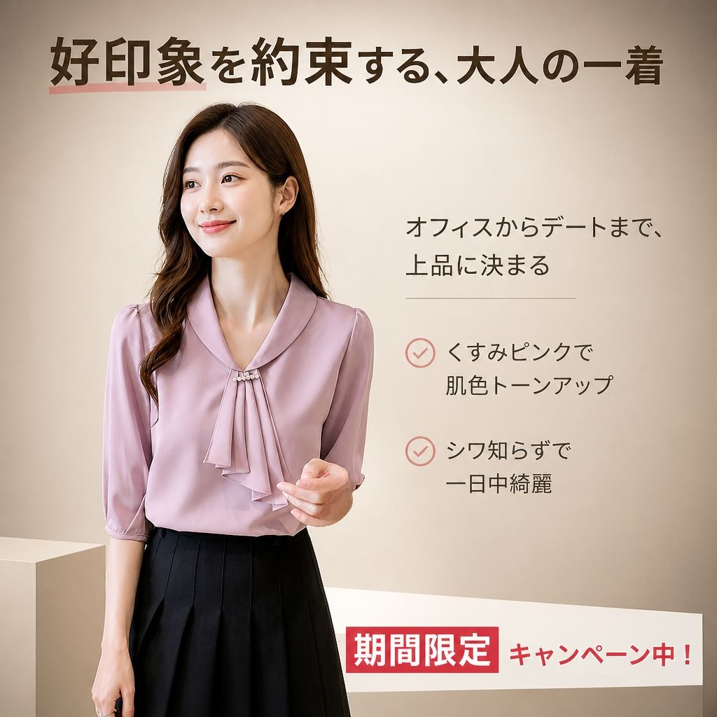新作シフォンリボンブラウス レディース ピンク