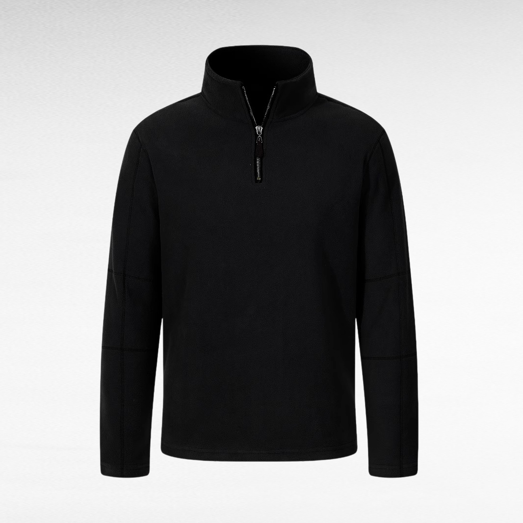 Herren-Fleece-Pullover mit Stehkragen und halbem Zipper, langärmlig, modisch