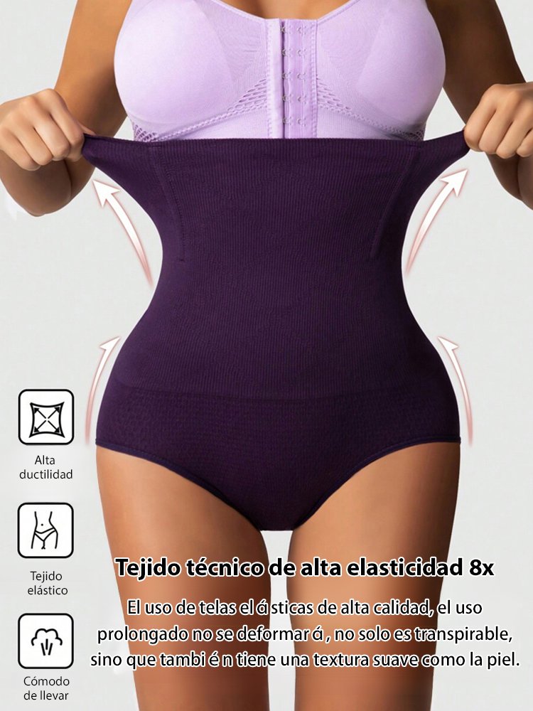 Braguitas de cintura alta sin costuras que controlan el abdomen y realzan los glúteos.