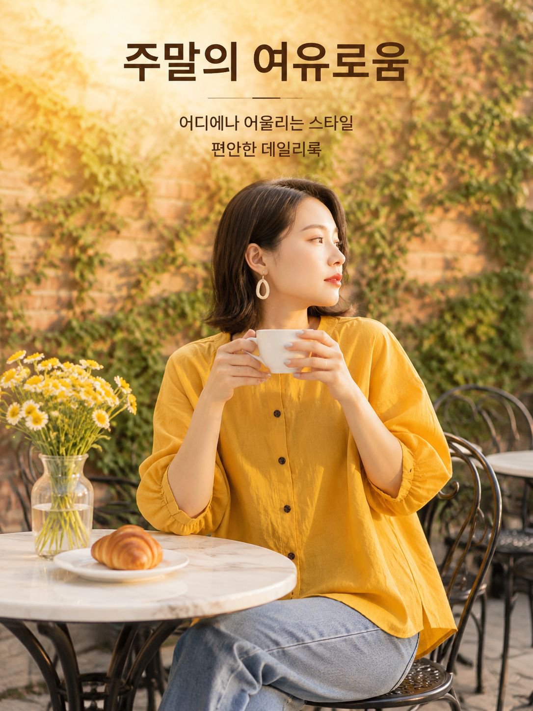 캐주얼 면마 벌룬소매 여성 셔츠