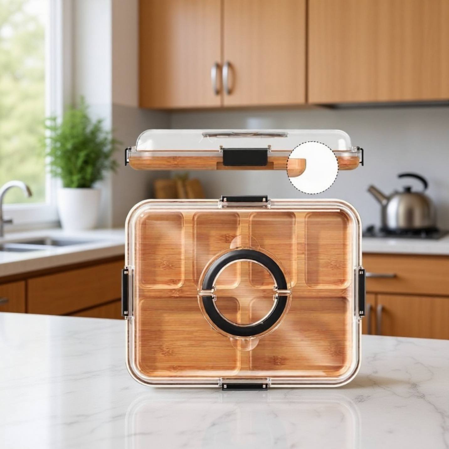 투명 커버가 있는 나무 팔레트