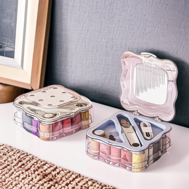 Portable double-layer magnetic sewing box
