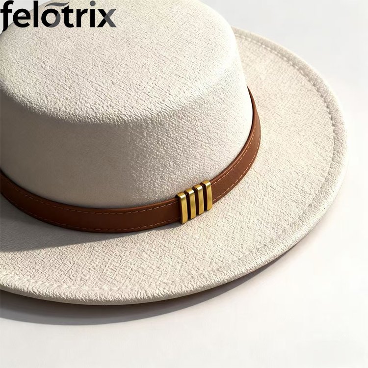 หมวกทรงแบนสไตล์ฝรั่งเศสทำจากขนสัตว์พร้อมขอบเข็มขัดสำหรับผู้หญิง ฤดูใบไม้ร่วงและฤดูหนาว