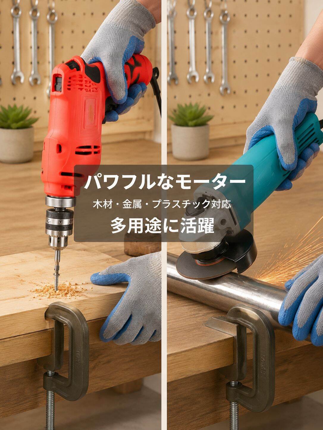 家庭用工具セット 電動ドリル＆ディスクグラインダーコンボ