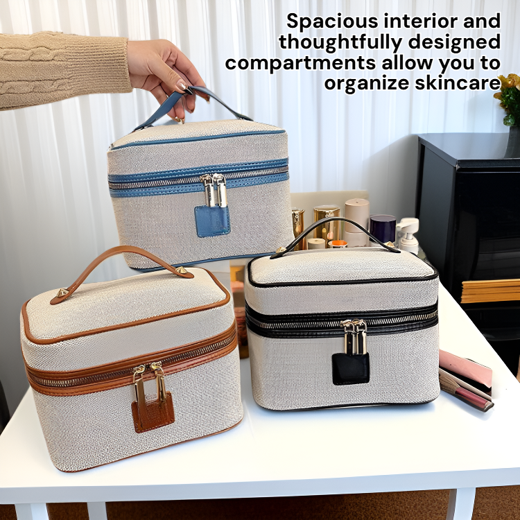 Premium Spacious Cosmetic Bag with Metal Case