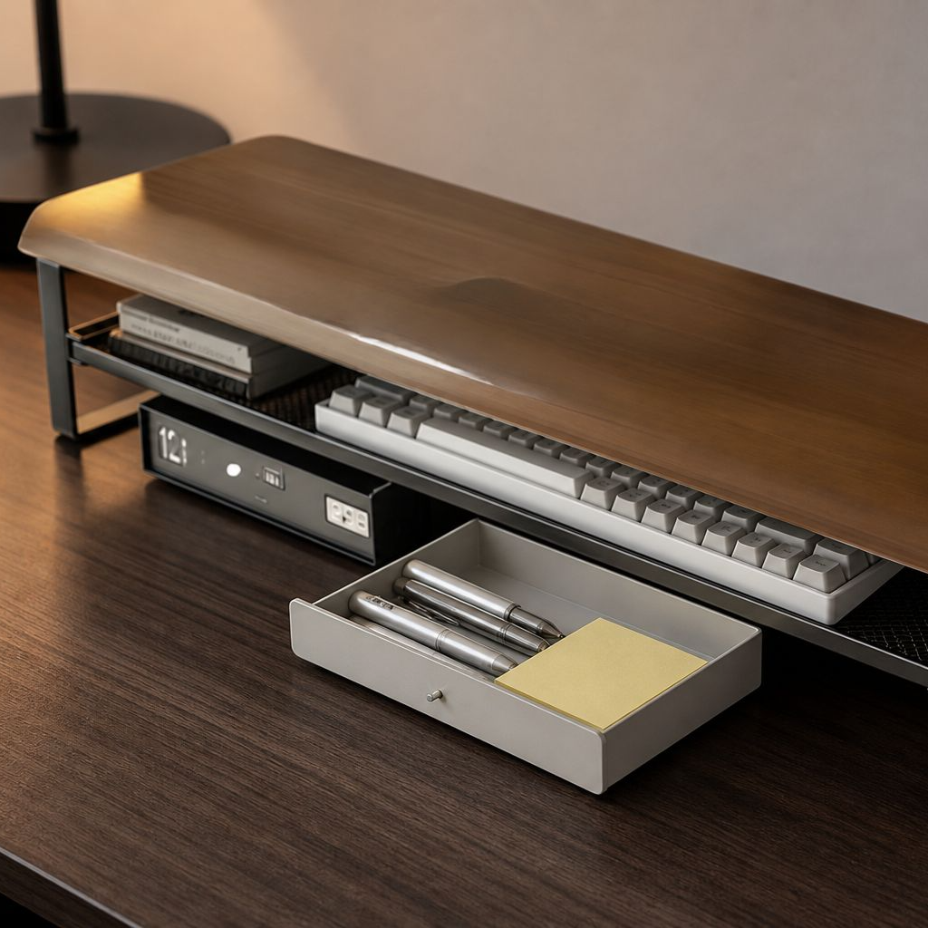Multifunctional Adjustable Monitor Riser with Drawer