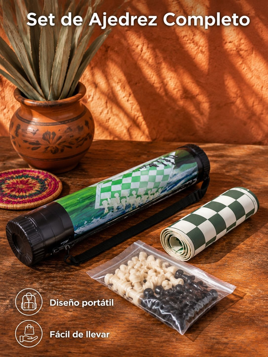 Juego de ajedrez tipo cubo portátil y plegable  con un tablero de ajedrez de cuero