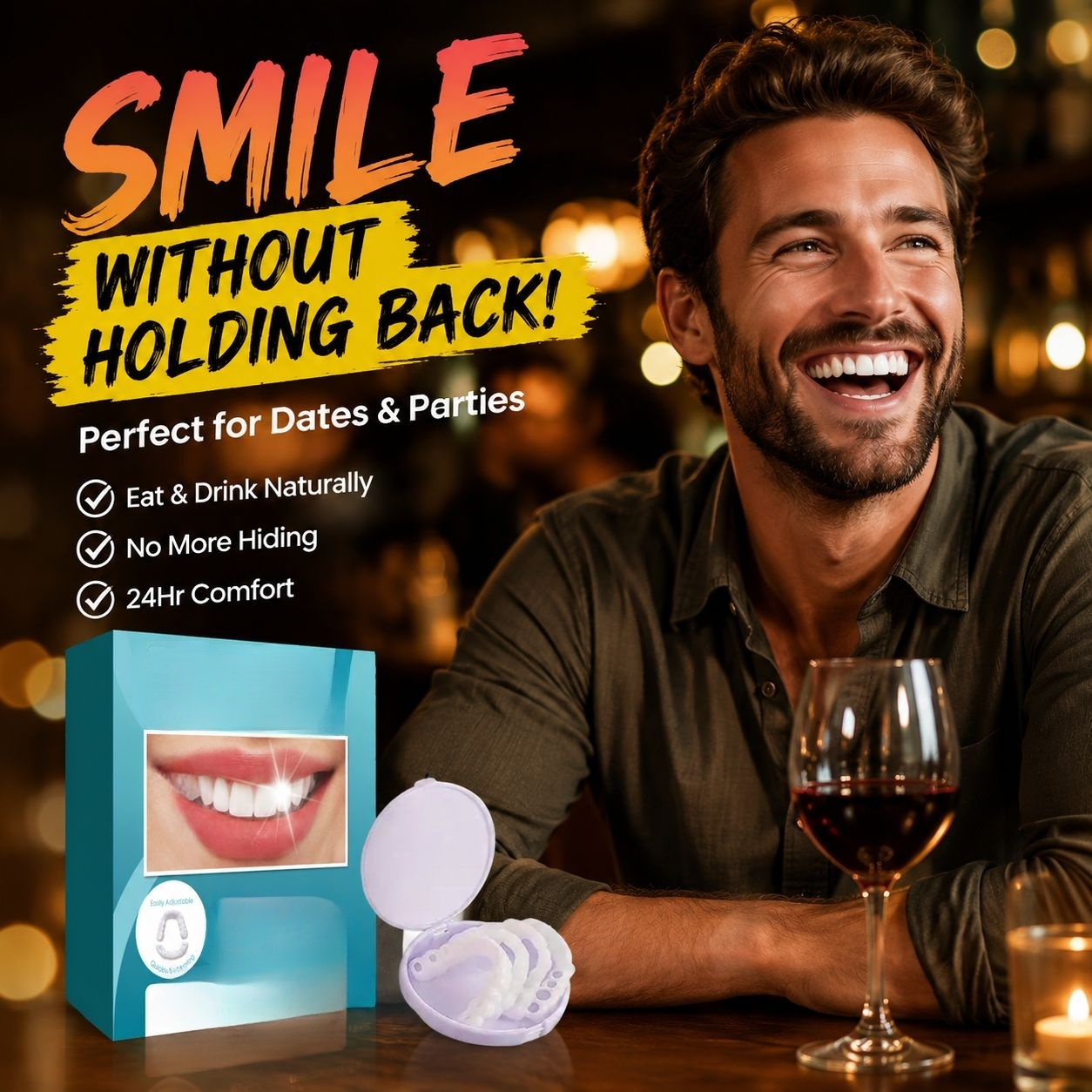 Clip-on Denture Teeth, Natural Look Temporary Repair