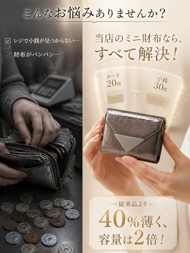 【上質本革】ミニマルデザインレディースミニ財布 