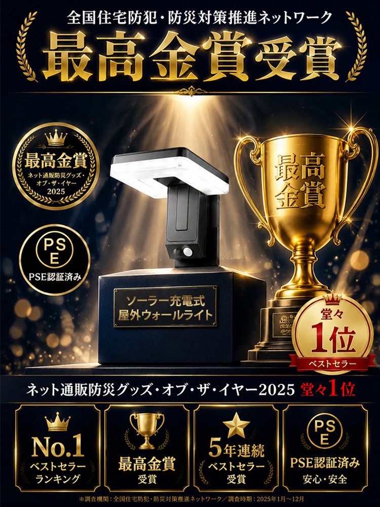 ソーラー充電式人感センサー屋外ウォールライト