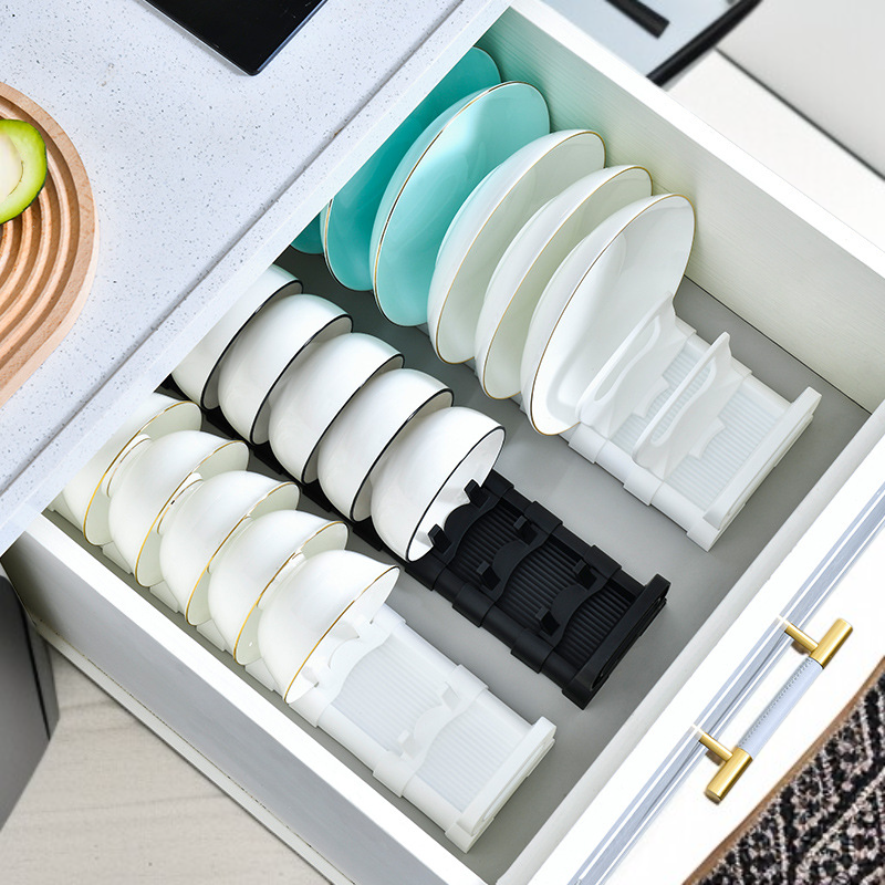 ชั้นวางจานชามแบบยืดได้สำหรับอ่างล้างจาน พร้อมกล่องจัดเก็บ ขนาด 450/400 ซม.