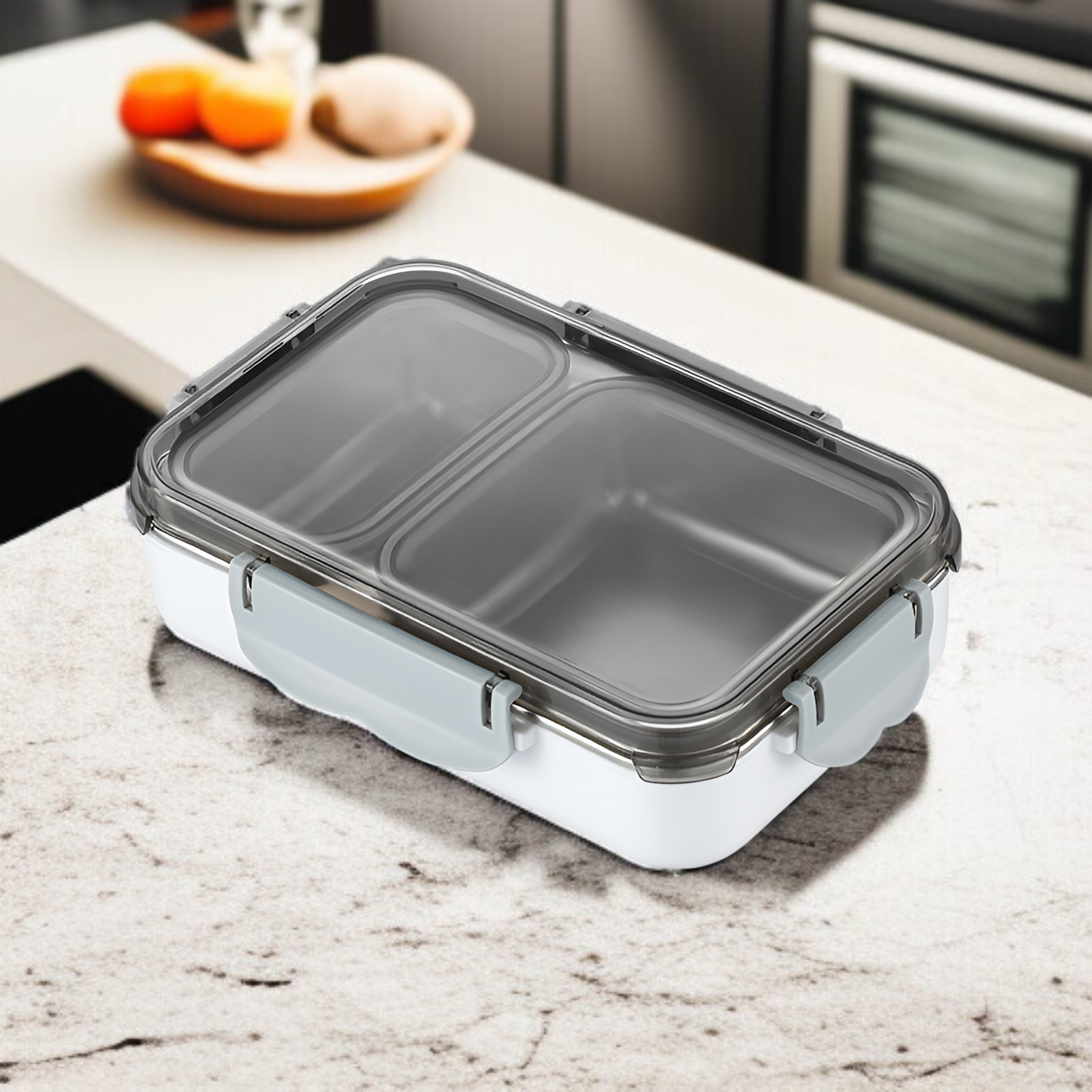 Geruchsneutrale Lunchbox aus Edelstahl 304 mit versiegeltem Deckel und getrennten Fächern