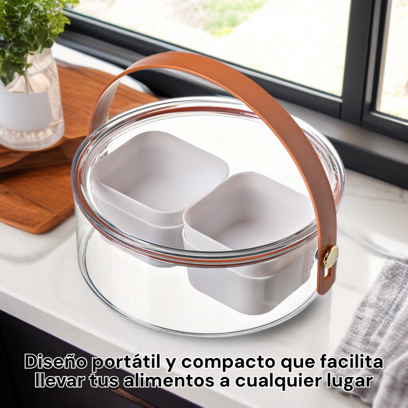 Contenedor portátil de alimentos con divisiones