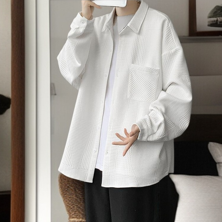 男士寬鬆純色長袖外套