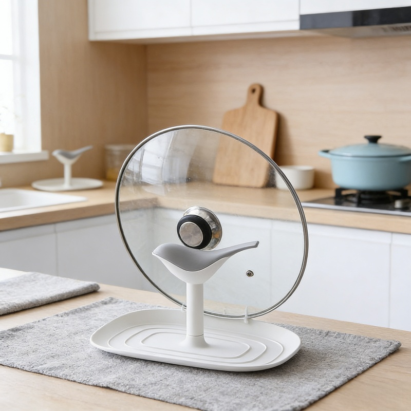 Tabletop Pot Lid Holder with Cute Bird Design