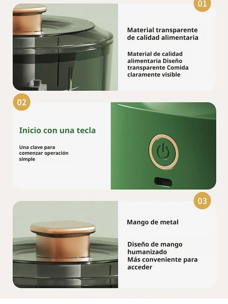 Procesador de alimentos eléctrico inalámbrico multifuncional