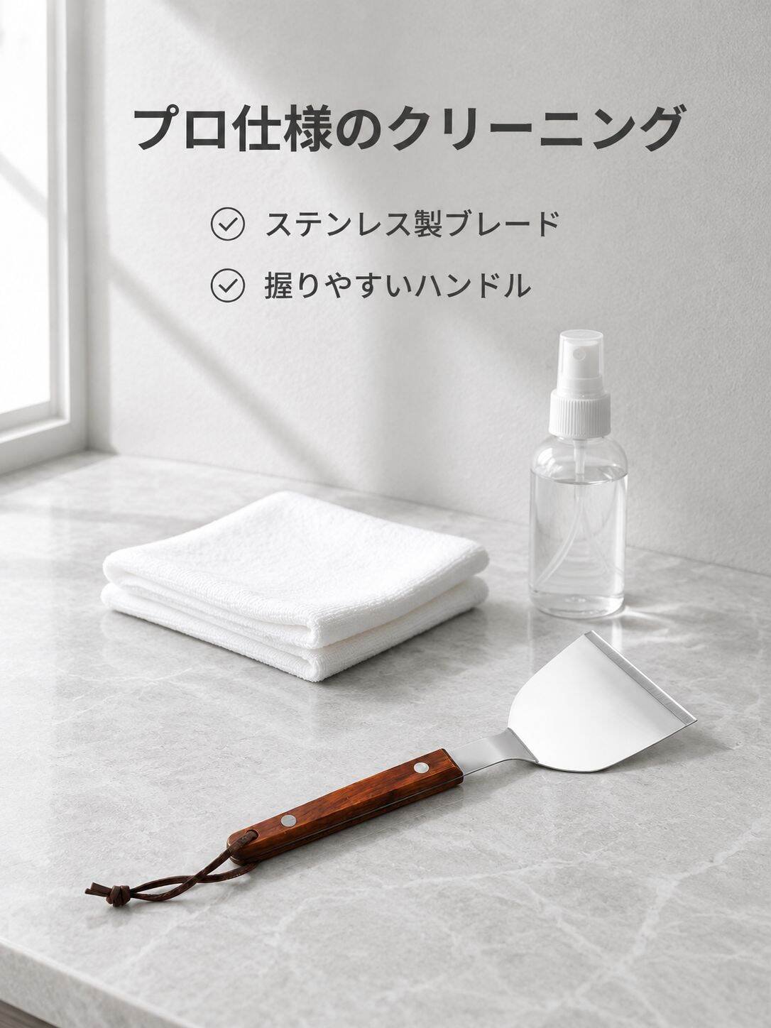 ステンレス製クリーニングスパチュラ