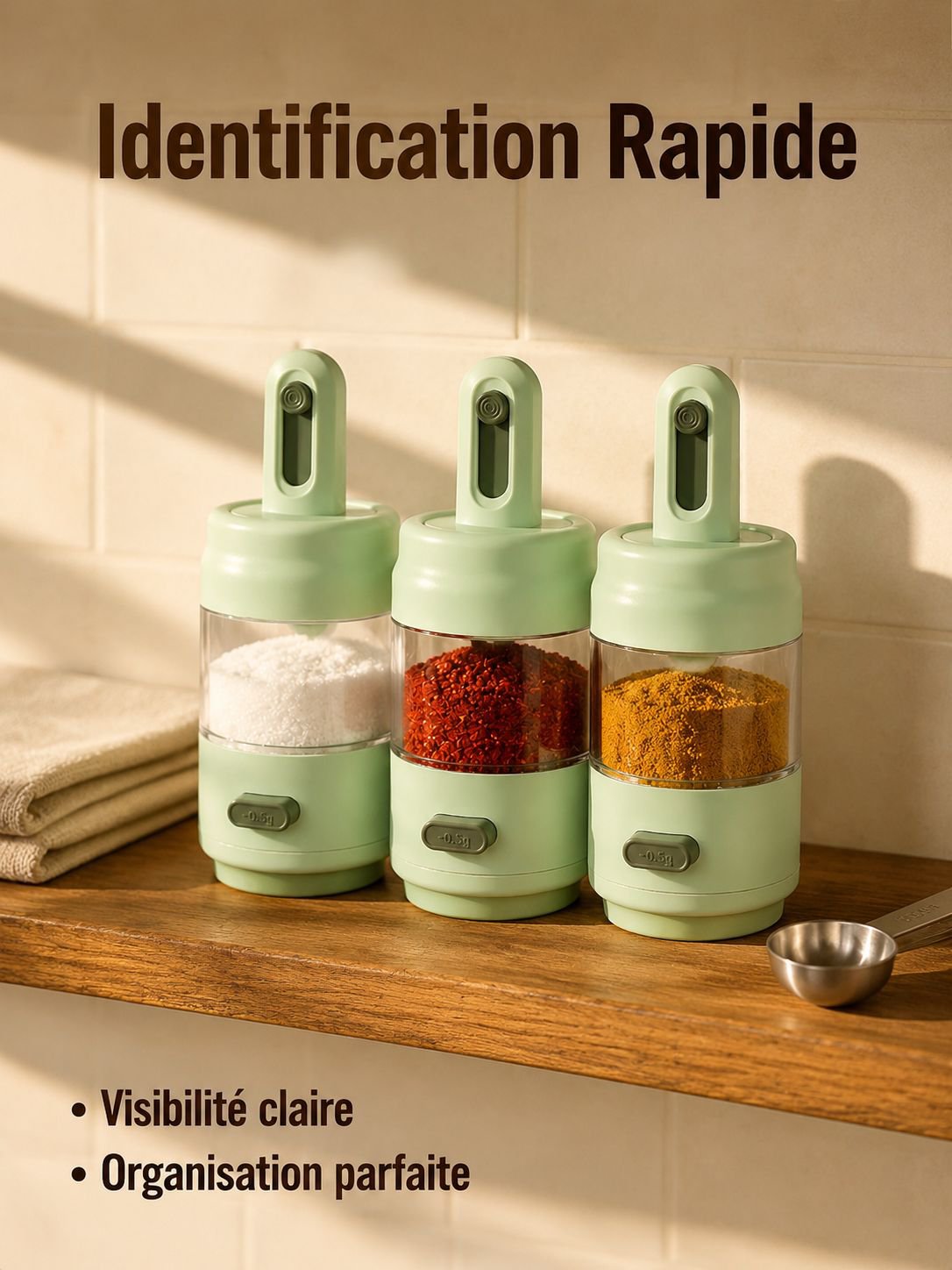 Bocaux hermétiques de cuisine pour sel, glutamate et autres condiments