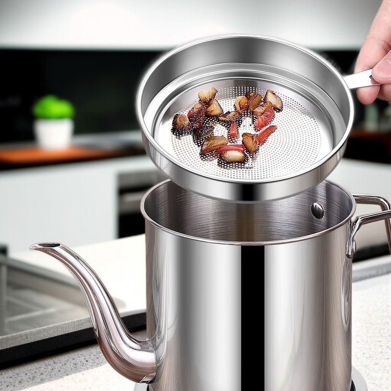 Household kitchen 304 stainless steel oil pot leak-proof large capacity oil storage tank