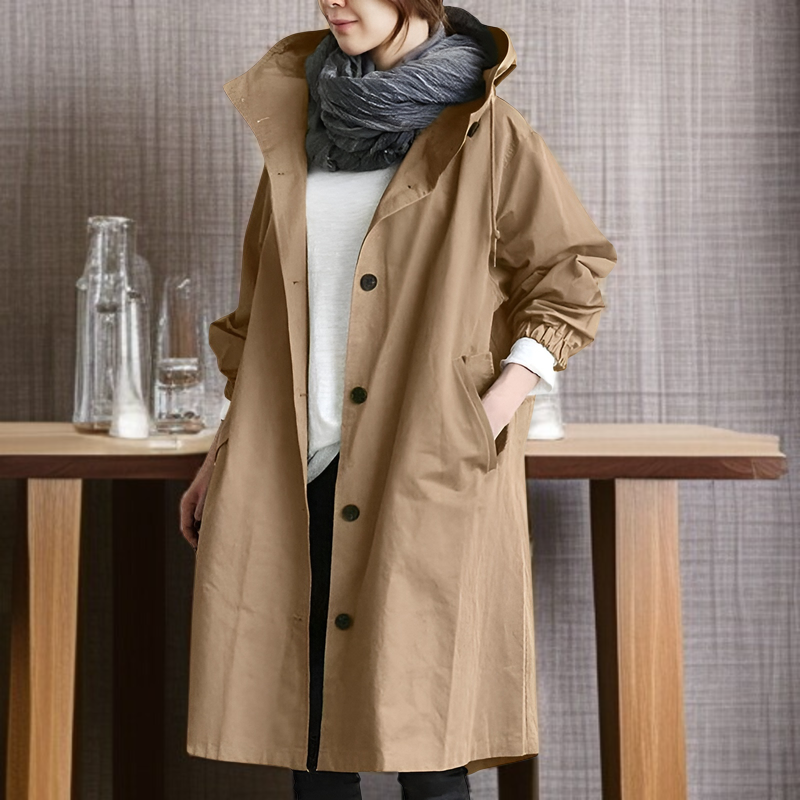  おしゃれ カジュアル 長袖 ミドル丈 エレガント ゆったり ウエスト ボタンダウン トレンチコート レディース