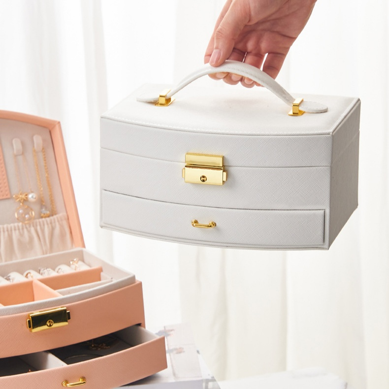 Caja de joyas de princesa con cerradura y cajones